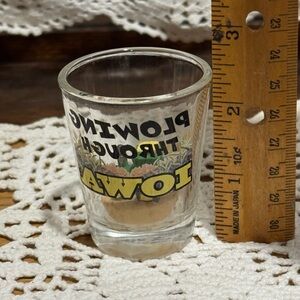 John Deere-like Shot Glass Plowing Through Iowa Souvenir